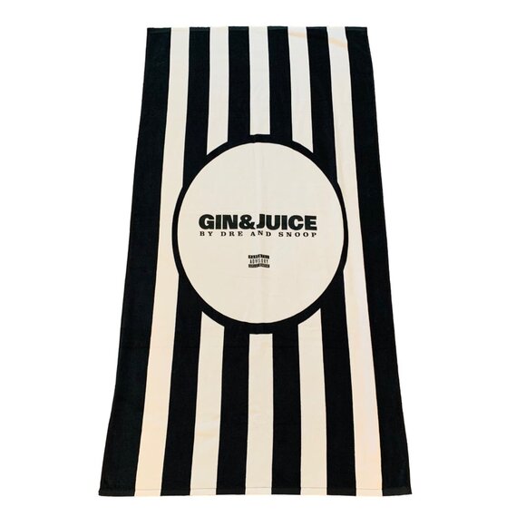 Gin Juice Beach Towel Dre Snoop Black White Striped Terry Cloth Pool Party Gift - Picture 12 of 13